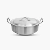 KLASSIC Flat Aluminum Metal Finish Karahi with Lid - Superior Choice for Your Kitchen - Klassic kitchenware Pk